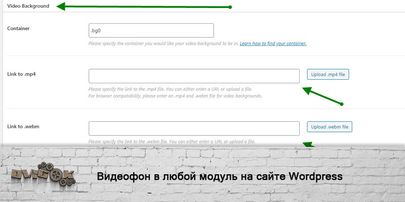 Видеофон на отдельные блоки или страницы Wordpress