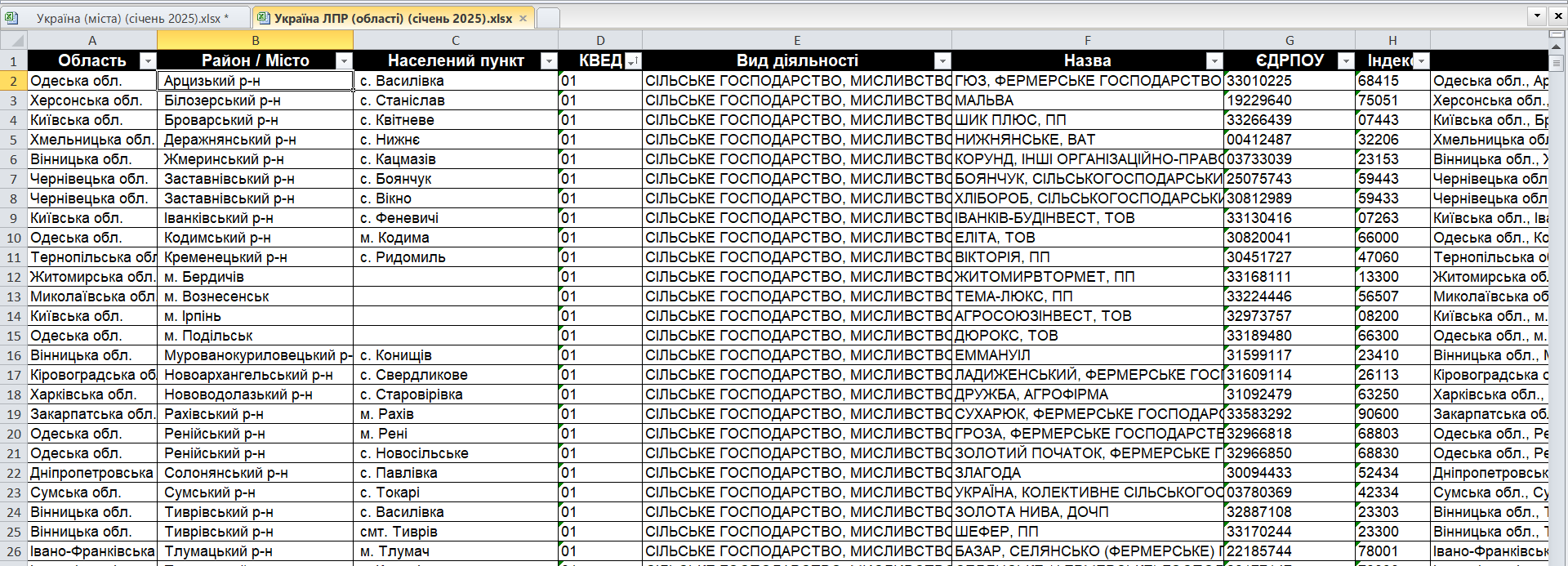 Украина (Директора, руководители) (Январь 2025)